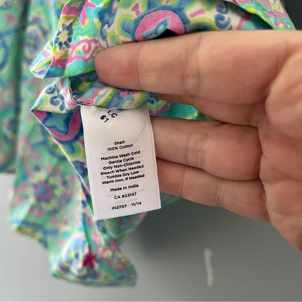 Talbots Colorful Geometric Print Button Up Blouse… - image 5